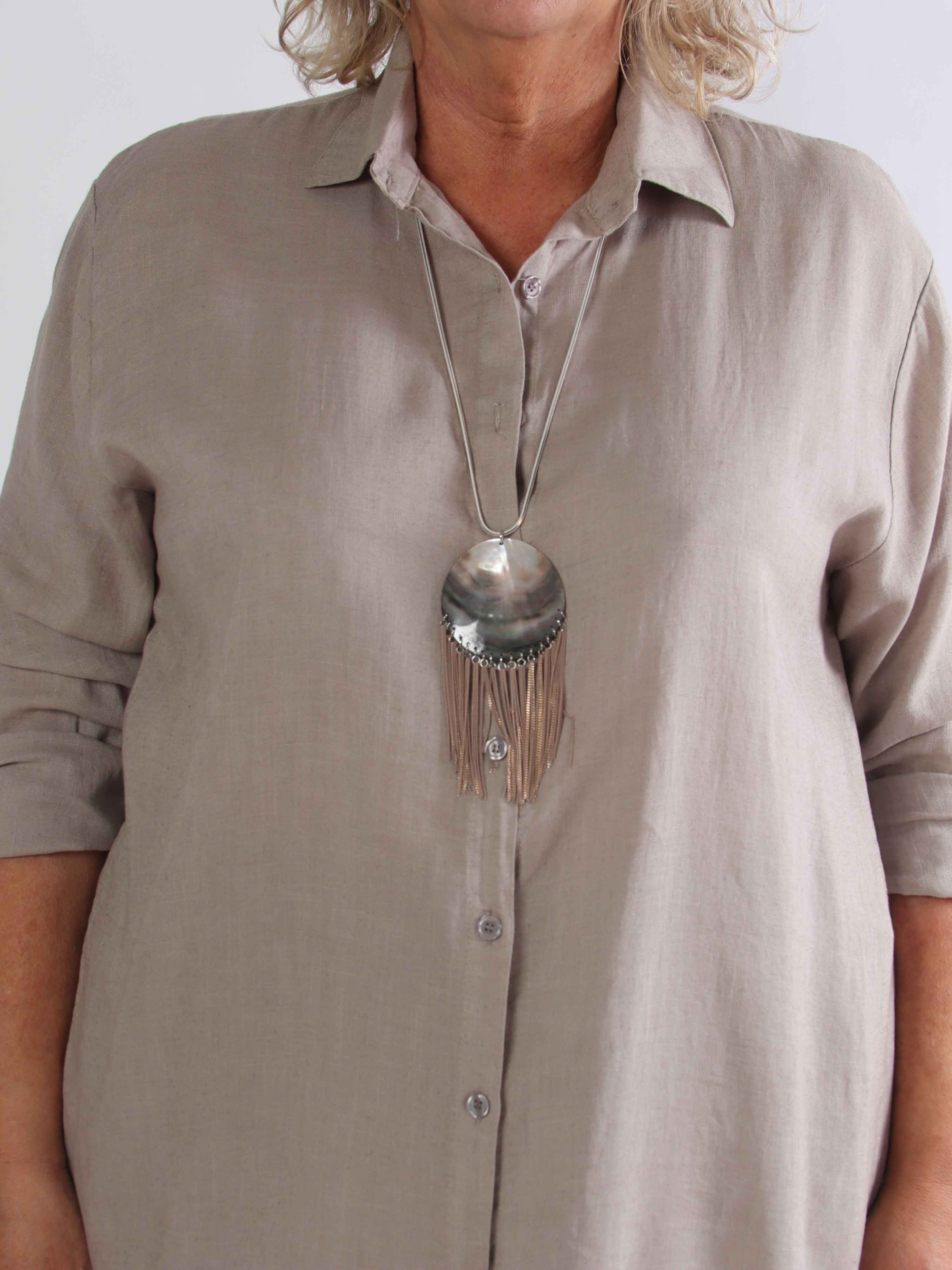 Clara Dress - Plus size skjortekjole i viskose og hør